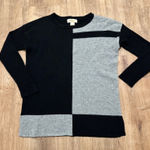 Peck & Peck  | 100% 2 Ply Cashmere Black Gray Colorblock Long Sleeve Sweater, S Photo 0
