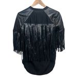 Raquel Allegra Black Linen Fringe Top Sz. 0 (XS/0/2) Black Photo 3