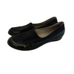 Ecco Black Comfort Flats Patent Textile Stretch Pull Photo 3