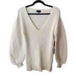 Majorelle  Riley Tunic Sweater Ivory ribbed blouson sleeves knit Revolve As Is Photo 4