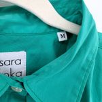 Sara Roka Teal Ruched Collared Button Up Mini Dress Medium Italy Designer Luxury Green Photo 5