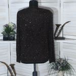 Vintage 100% silk gold beaded sequined brown blazer long sleeves blouse Sz S Photo 1