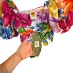 Farm Rio Rainbow Chita Empire-Waist vibrant Floral puff sleeve Blouse resortwear Photo 3
