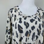 Premise  Tunic Top M Leopard Print Shark‎ Bite Hem 3/4 Sleeve Scoop Neck Photo 1