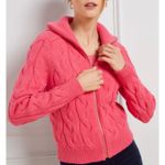 Talbots  Pink Cable Knit Zip Up Sweater Womens Size S Collared Cozy Cardigan Photo 0