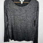 White House | Black Market WHBM Top M Gray Metallic Shimmer Long Sleeve Y2K Glam Minimalist Party Basic Photo 0