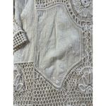 Hint of Mint  Crochet Lace Top Womens Small Ivory Boho Long Sleeve Lace Photo 3