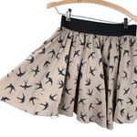 VERO MODA Summer Lightweight Black Bird Mini Skirt Beige Shell Women’s M  CUTE Photo 2