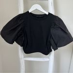 On Twelfth  Black Ruffle Sleeve Cropped Top Size Small Photo 1