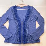Tea N Rose Blue Ruffle Zip Front Cardigan Sweater Womens M Fairycore babydoll Photo 0