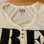 Juicy Couture “Be Kind” Buttoned Short Sleeve Shirt White Cream Women’s Large Photo 3