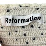 Reformation Quin in Pepper Polka Dot Mini A Line Smocked Dress Women’s Size 12 Photo 9