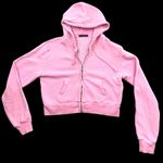 Brandy Melville Pink Cropped Zip Up Hoodie Photo 0