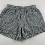 Old Navy  Black White Striped High Rise Linen Blend Pull On Shorts XS Photo 0
