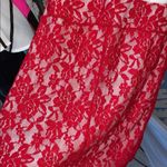 Red lace sweetheart plunge dress Photo 4