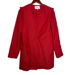 Claudie Pierlot red collarless full zip coat jacket ruffle shoulder 38 US 6 Photo 0