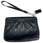 Coach Black Leather Pleated Wristlet Wallet Pouch Photo 0