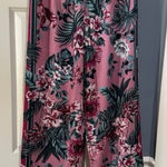 Women’s Size Small Laurie Felt Wide Leg Satin Pink Floral Pants Photo 0
