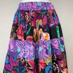 Vintage Broomstick Skirt Colorful Cotton Boho Hippie Festival Elastic Waistband Purple Photo 3