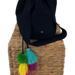 Bohemian Womens Multi Tassel Drawstring Textured Crossbody Bucket Bag Black OS‎ Photo 0
