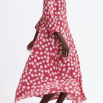 ZARA  Red Floral Daisy Print Midi Dress Red White size S Photo 3