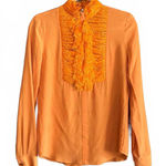 NWT Zuhair Murad Women's Orange Silk Ruffle Front Blouse Size 4 (36) Photo 0