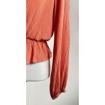 Sage Sadie & USA Burnt Umber Long Sleeve Cropped Top Rayon Blouse Wrap V-Neck S Photo 2