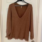 Free People ‎ Oversized Brown Wool Linen Sweater Size Small Photo 1