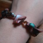 Purple Shell Pearl and Blue Crystal Heart Design Bracelet (7 Inch) Photo 8