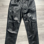 Lands' End VINTAGE Lands’ End 100% Lambskin Black Straight High Rise Leather Pants Size 12 Photo 0