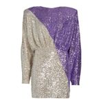 ROTATE Birger Christensen Billie Silver Purple Sequin Mini Cocktail Dress Size 2 Photo 2