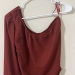 Abercrombie & Fitch One Shoulder Terracotta Polkadot Thong Ruched Bodysuit Sz L Photo 1
