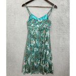 Floral Print Dress Green Sleeveless Sundress Summer Casual Party Size M Photo 1