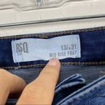 RSQ Medium Wash Mid Rise Fray Raw Hem Jean Shorts Photo 4