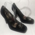 BCBGMAXAZRIA 3 x $50 Bcbg black crush velvet beaded heels 7 1/2 Photo 1
