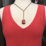 Cut•Loose Coral Hanky Linen Blend Patch Sleeveless V Photo 1