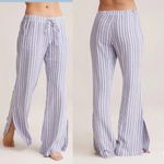 Bella Dahl  Split Hem Wide Leg Pant Multi Navy Womens Size XS Pockets Linen Blend Photo 1