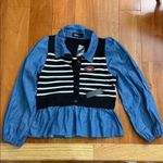 Alice Blue NWT  Cropped Sweater Vest with Denim sleeves size L Photo 1