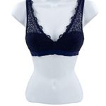 Aerie 2/$30 Swiss Dot Lace Plunge Bralette Bra Navy Blue Small Wide Strap Sheer Photo 2