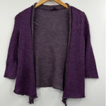 Eileen Fisher  Petite Purple Alpaca Wool Blend Open Front Cardigan Sweater PP Photo 0