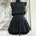 MISA Los Angeles Cielle Ruffle Bib Black Gold Mini Dress - Size XS Photo 4
