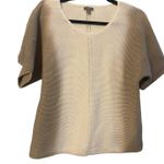 J. Jill Sweater Ombre Taupe/ White Knit Short Sleeve Cotton V Photo 0