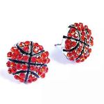 Basketball Sports Stud Earrings - Rhinestone Crystal Bling, Athletic Fashion Photo 0