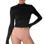 Abercrombie & Fitch  Soft AF Essentials Black Knit Crop Turtleneck Sweater Size L Photo 0