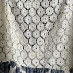 Free People Moon River Floral Peasant Top Blue Ivory Lace Oversized Photo 4