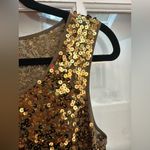 DKNY Vintage Brown & Gold Silk Empire Waist Sequin Mini Dress Size 6 Small S Photo 1