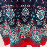 Navy aqua and red print boho shift dress size 2X Blue Photo 3