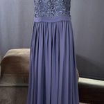 Women’s Blue Full Length Sleeveless Chiffon Bridesmaid Dress Zip Up Size 16 NEW Photo 0