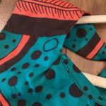 Sika Mia leaf Ruffle cotton sleeveless midi teal black tropical dress 0 NWT Green Photo 10