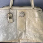 Coach Two tone  and white Op Art Patent Leather Kisslock Tote Photo 2